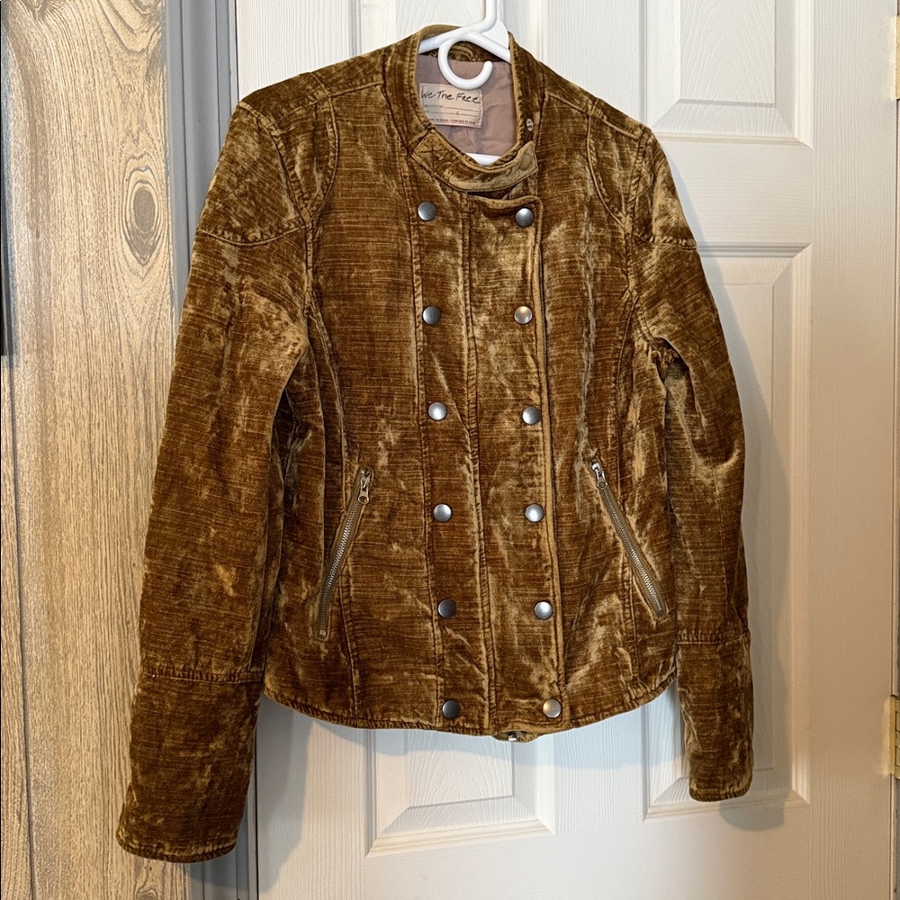 We The Free From Dusk Til Dawn velvet jacket Warm Tobacco Size Large